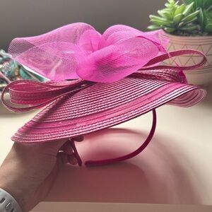 Pink Ladies Fascinator Headband with Bow